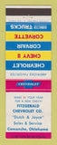 Matchbook Cover - 1963 Chevrolet Fitzgerald Comanche OK