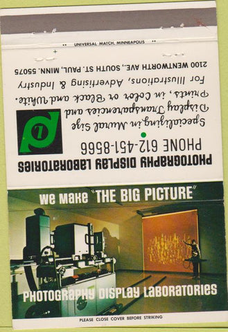 Matchbook Cover - Photography Display Labs St Paul MN 40 Strike