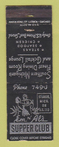 Matchbook Cover - Al's Supper Club Sturgis MI WORN