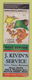 Matchbook Cover - J Kivin's Service Battle Creek MI Cities oil gas WORN
