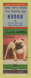 Matchbook Cover - Dugan Auto Seat Covers Battle Creek MI Bulldog WEAR