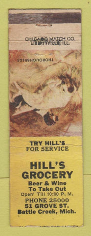 Matchbook Cover - Hill's Grocery Battle Creek MI WEAR