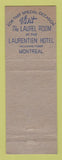 Matchbook Cover - Murray's Restaurants Montreal Ottawa Toronto ON girlie