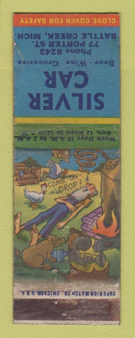 Matchbook Cover - Silver Car Battle Creek MI hillbilly WORN