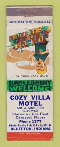Matchbook Cover - Cozy Villa Motel Bluffton IN WORN