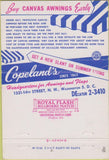 Matchbook Cover - Copeland Canvas Awnings Washington DC 40 Strike