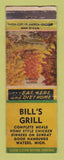 Matchbook Cover - Bill's Grill Waters MI WORN