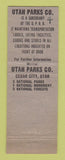 Matchbook Cover - Utah Parks Cedar City UT Union Pacific Railroad