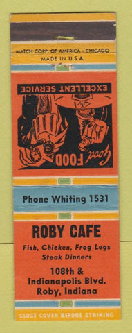 Matchbook Cover - Roby Cafe Roby IN WORN