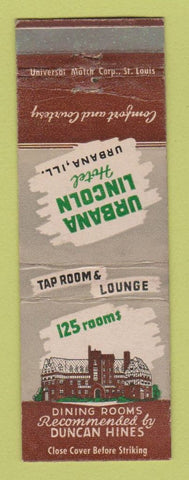 Matchbook Cover - Urbana Lincoln Hotel Urbana IL WEAR