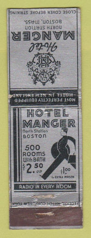 Matchbook Cover - Hotel Manger Boston MA FEDERAL LONG WORN