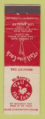 Matchbook Cover - McHenry's Tail o the Cock Los Angeles CA WEAR
