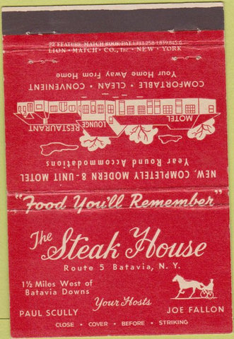 Matchbook Cover - Steak House Batavia NY 40 Strike