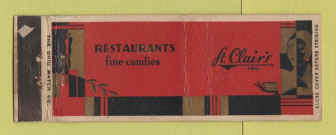 Matchbook Cover - St Clair's Restaurants Candy deco WEAR Full Length