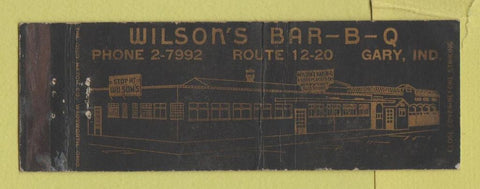 Matchbook Cover - Wilson's BBQ Gary IN WORN Full Length
