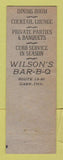 Matchbook Cover - Wilson's BBQ Gary IN WORN Full Length