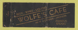 Matchbook Cover - Wolfe's Cafe Jackson MI WORN Full Length