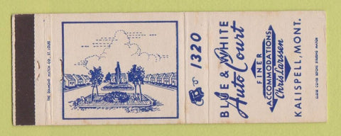Matchbook Cover - Blue & White Auto Court Motel Kalispell MT