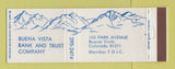 Matchbook Cover - Buena Vista Bank and Trust Colorado Full Length