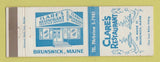 Matchbook Cover - Clare's Restaurant Brunswick ME girlie