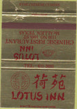 Matchbook Cover - Lotus Inn Chinese Restaurant McAllen TX 40 Strike