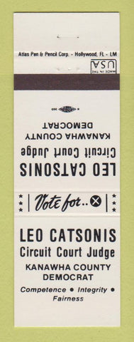 Matchbook Cover - Leo Catsonis Circuit Court Judge Election Kanawha County WV