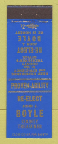 Matchbook Cover - John Boyne County Treasurer Election