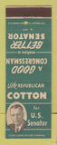 Matchbook Cover - Norris Cotton for US Senator Election NH New Hampshire WEAR