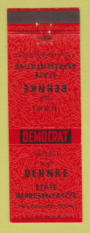 Matchbook Cover - Bob Behnke State Rep Election Wisconsin WI
