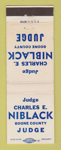 Matchbook Cover - Charles Niblack Judge Election Boone County KY