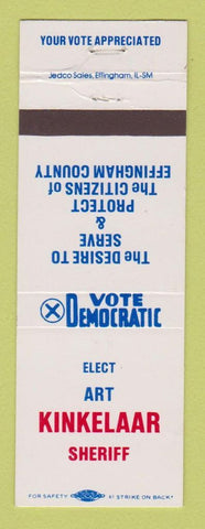 Matchbook Cover - Art Kinkelaar Sheriff Election Effingham County IL