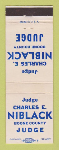 Matchbook Cover - Charles Niblack Judge Election Boone County KY