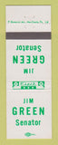 Matchbook Cover - Jim Green Senator Election New Castle PA