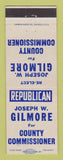 Matchbook Cover - Joseph Gilmore County Commissioner Election