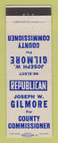 Matchbook Cover - Joseph Gilmore County Commissioner Election