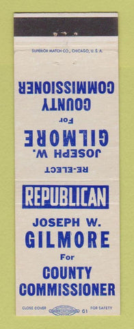 Matchbook Cover - Joseph Gilmore County Commissioner Election