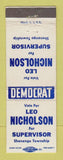 Matchbook Cover - Leo Nicholson Supervisor Election Shenango Township PA