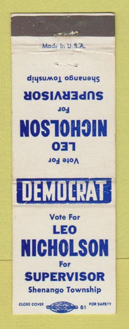 Matchbook Cover - Leo Nicholson Supervisor Election Shenango Township PA