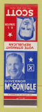 Matchbook Cover - Arthur McGonigle for Governor PA Pennsylvania