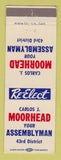 Matchbook Cover - Carlos Moorhead Assemblyman Election CA? California