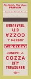Matchbook Cover - Joseph Cozza City Treasurer Election New Castle? PA