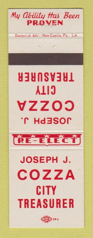 Matchbook Cover - Joseph Cozza City Treasurer Election New Castle? PA