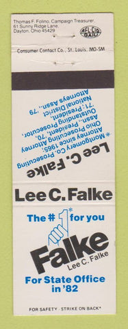 Matchbook Cover - Lee Falke Montgomery County OH Election