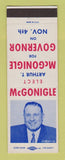 Matchbook Cover - Arthur McGonigle for Governor PA Pennsylvania