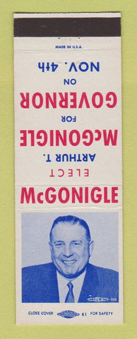 Matchbook Cover - Arthur McGonigle for Governor PA Pennsylvania