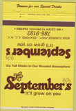 Matchbook Cover - September's Restaurant Seaford LI NY 40 Strike