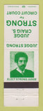 Matchbook Cover - Judge Craig S Strong Election Detroit MI
