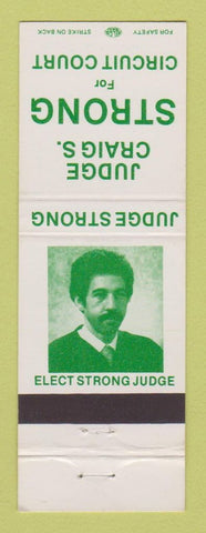 Matchbook Cover - Judge Craig S Strong Election Detroit MI