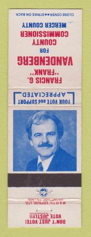 Matchbook Cover - Francis Frank Vandenberg County Commissoner Mercer County PA