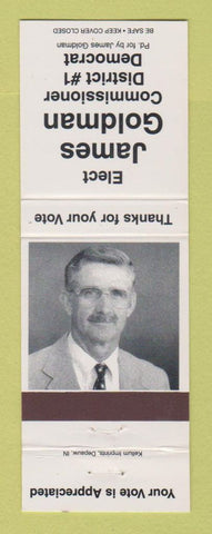 Matchbook Cover - James Goldman County Commissioner Election Crawford? IN?